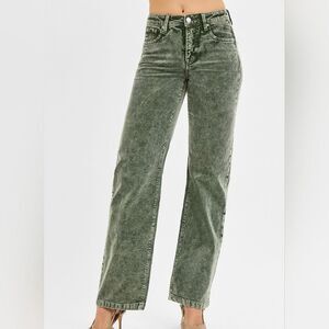 RISEN Women's Casual Grey Corduroy Wide Leg Jeans